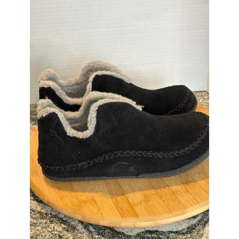 SOREL Manawan Men's Black Suede Shearling Lined Slippers Mules Size 10 - Picture 5 of 7